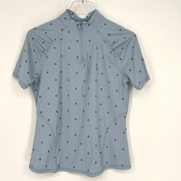G Fore Top Womens S Blue Skull Crossbones Golf Athleisure Tech Performance - Picture 1 of 8